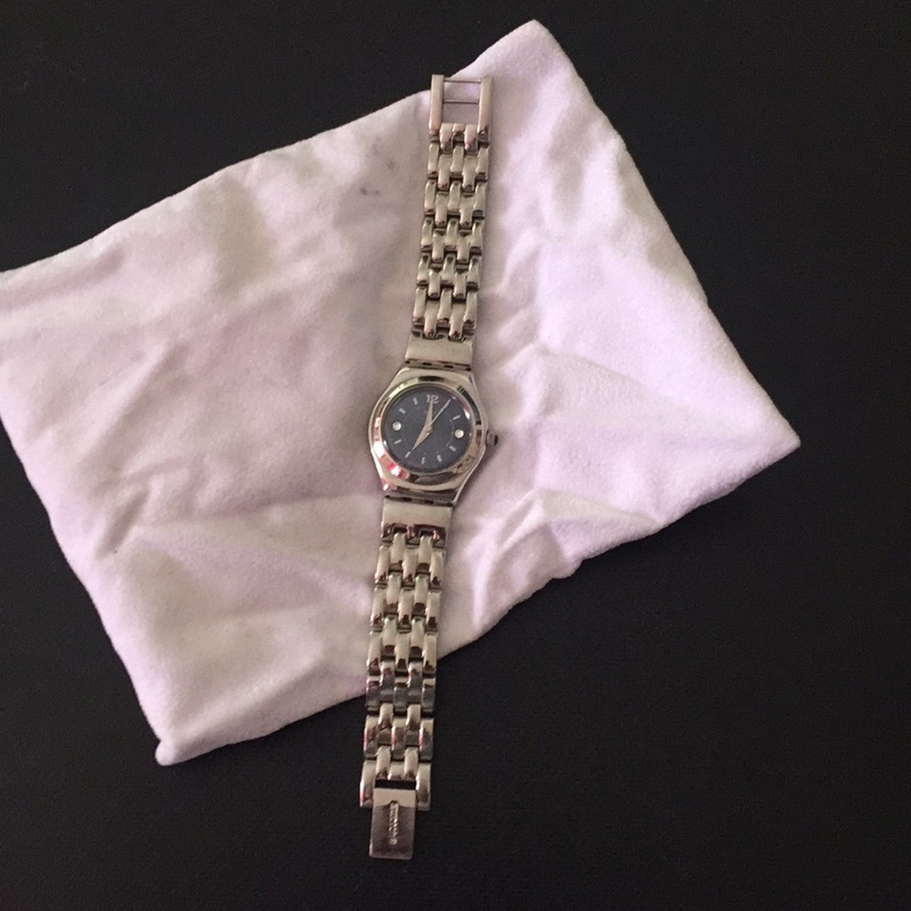 Ladies swatch watch silver and blue